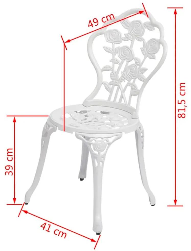 Καρέκλες Bistro 2 τεμ. Λευκές από Χυτό Αλουμίνιο - Λευκό