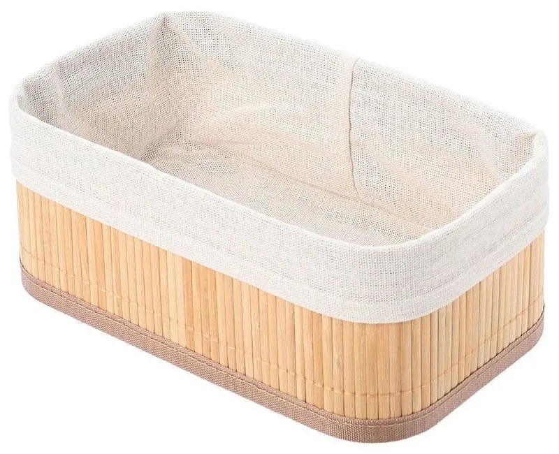 Καλάθι Οργάνωσης Μπάνιου Bamboo Essentials 02-19655 24.5x10cm Με Επένδυση Ivory Estia Bamboo,Ύφασμα