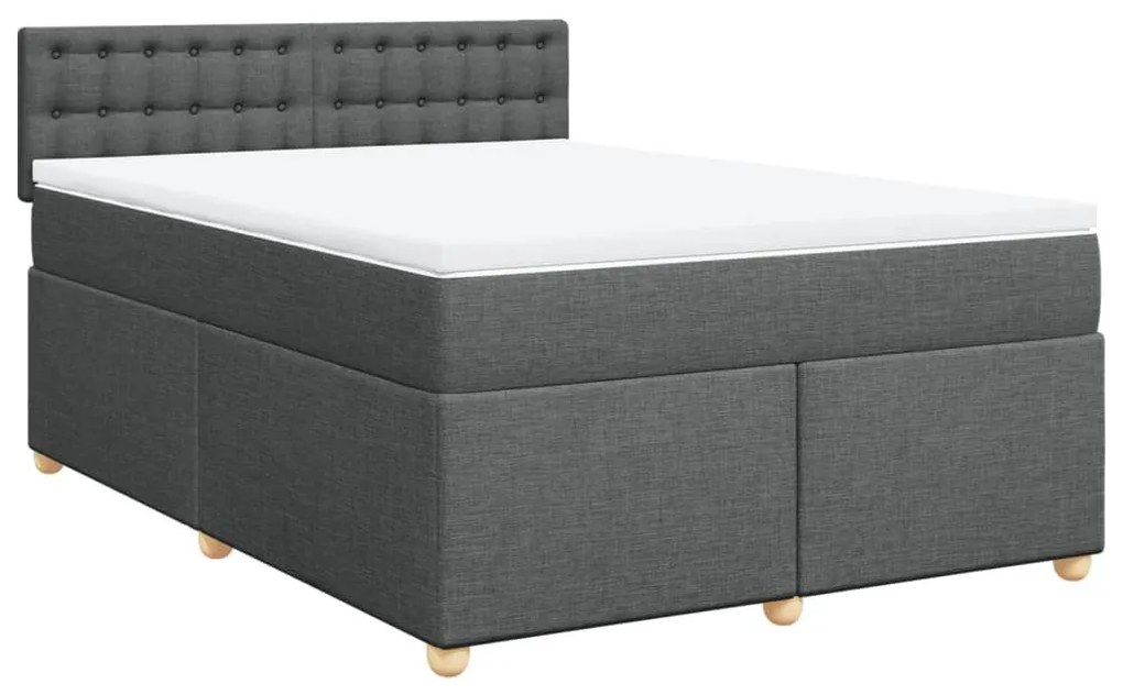 Κρεβάτι Boxspring με Στρώμα Σκούρο Γκρι 140x200 εκ Υφασμάτινο - Γκρι