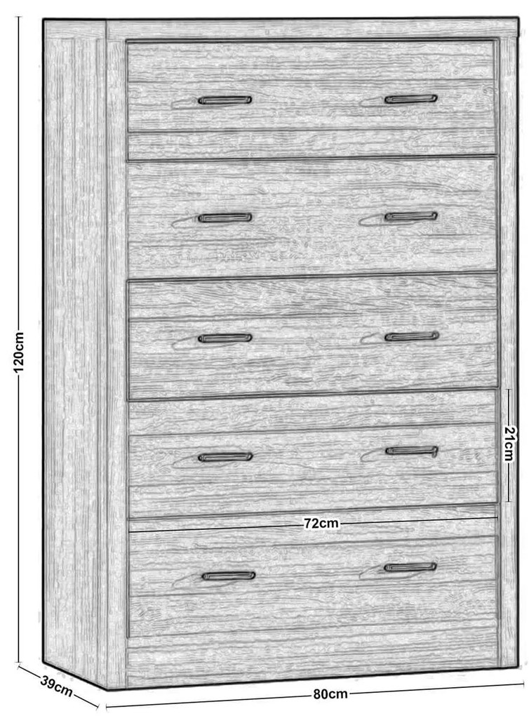 Συρταριέρα CALIBER 5-Συρτ.80x44x120 Sonoma Oak