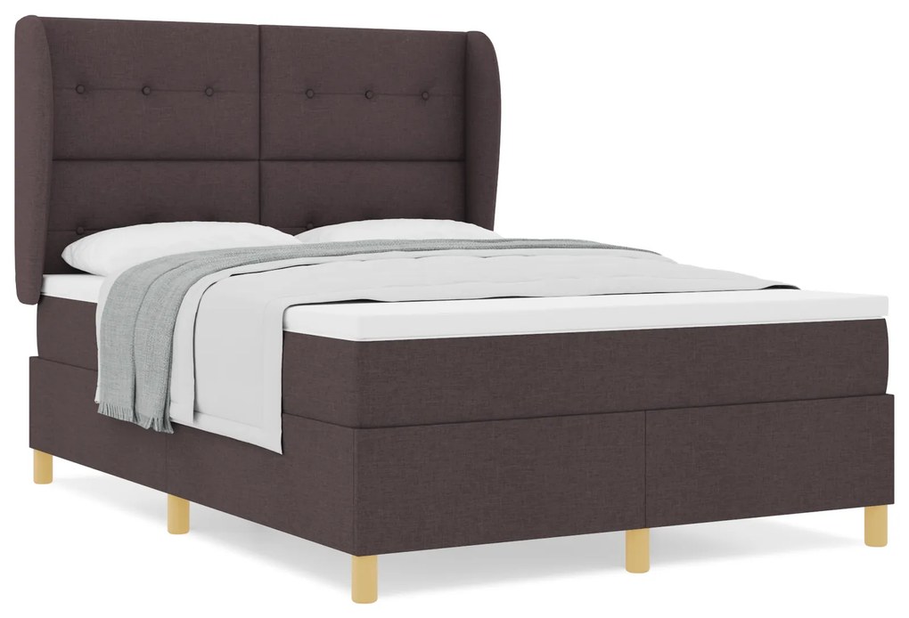 vidaXL Κρεβάτι Box Spring με Στρώμα Καφέ 140x190 εκ. Υφάσματος