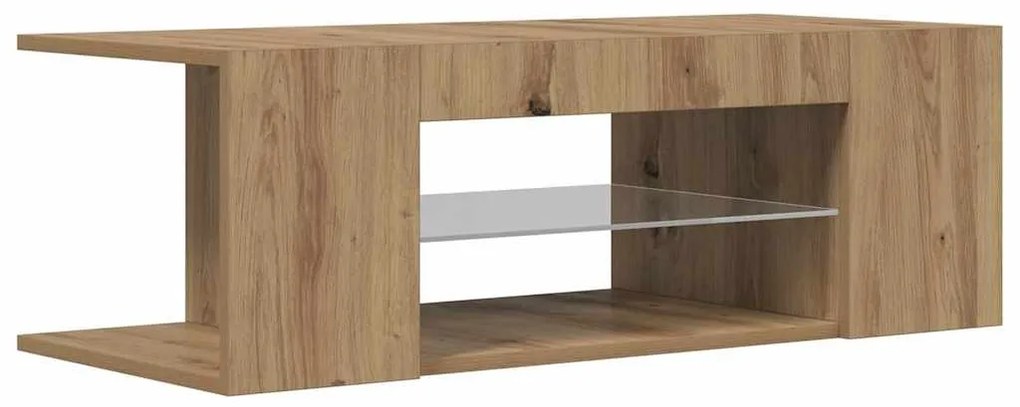 vidaXL Έπιπλο Τηλεόρασης με LED Αρτισιανή Δρυς 90x39x30 εκ Επεξ.Ξύλο