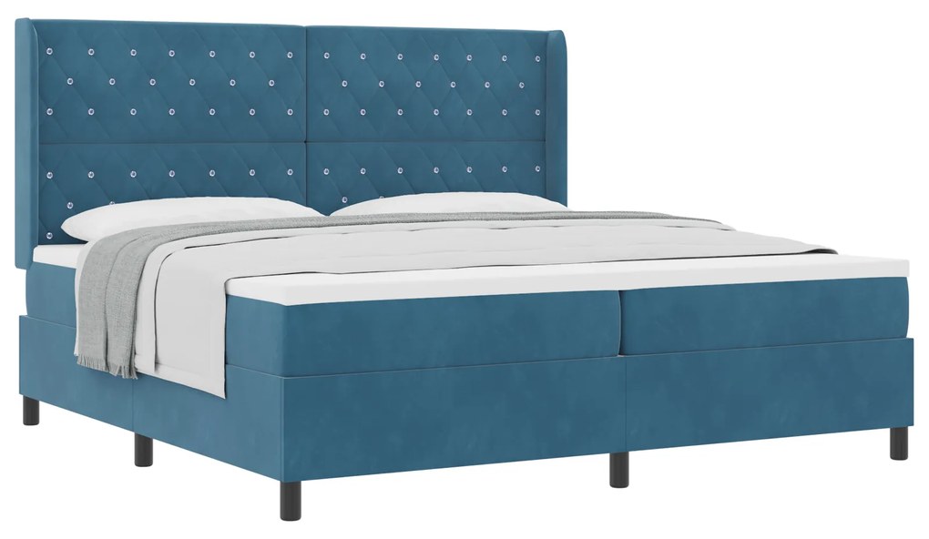 vidaXL Κρεβάτι με ελατήρια με κεφαλάρι Μπλε 200 x 200 cm Βελούδο