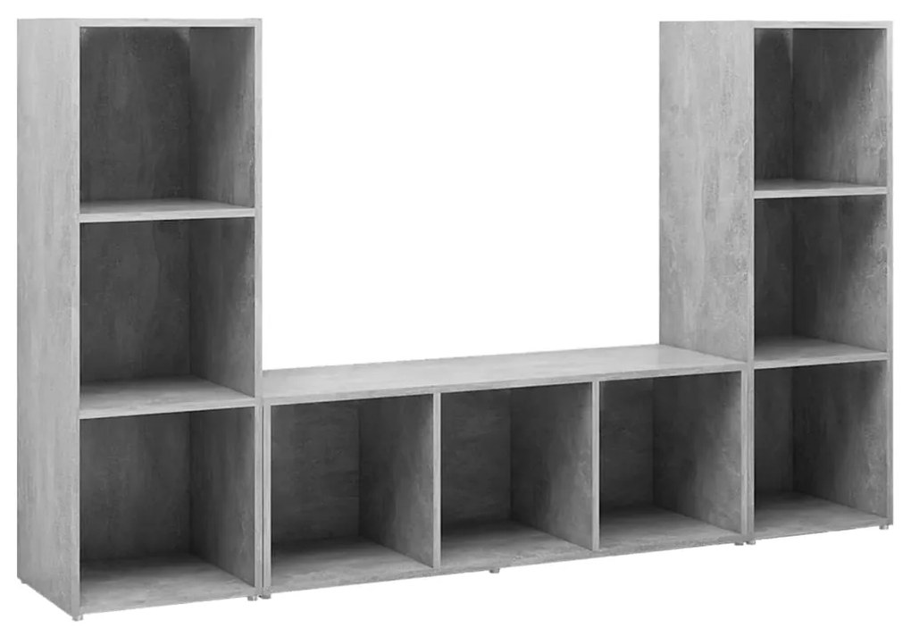 vidaXL Έπιπλα Τηλεόρασης 3 τεμ. Γκρι Σκυρ. 107x35x37 εκ. Μοριοσανίδα