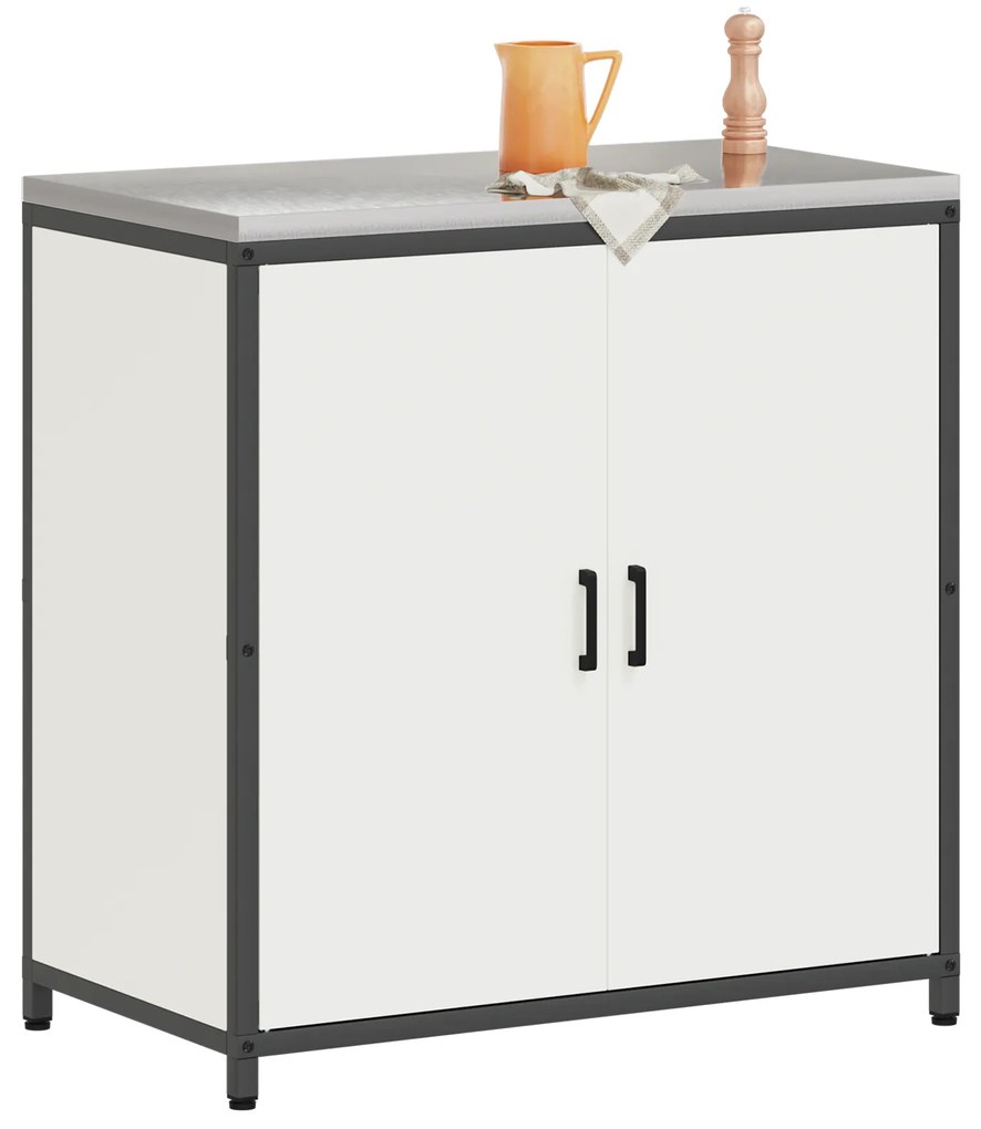 vidaXL Ντουλάπα Αποθήκευσης Κουζίνας Λευκό 60 x 50 x 92 εκ. Ατσάλι