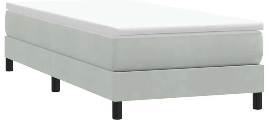 vidaXL Κρεβάτι Boxspring με Στρώμα Ανοιχτό Γκρι 80x210 εκ. Βελούδινο