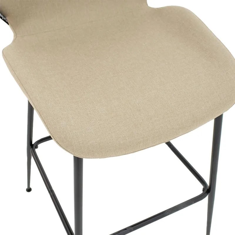 Σκαμπό bar Impel μεταλλικό μαύρο-ύφασμα μπεζ 2αδα 48x61x103 εκ.