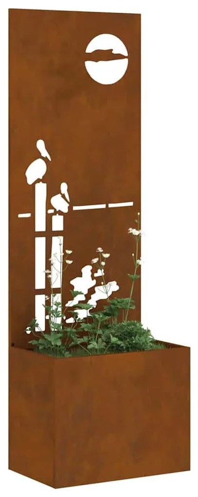 vidaXL Γλάστρα Κήπου με Διακοσμητική Πάνελ Σκ rusty 50 x 140 cm