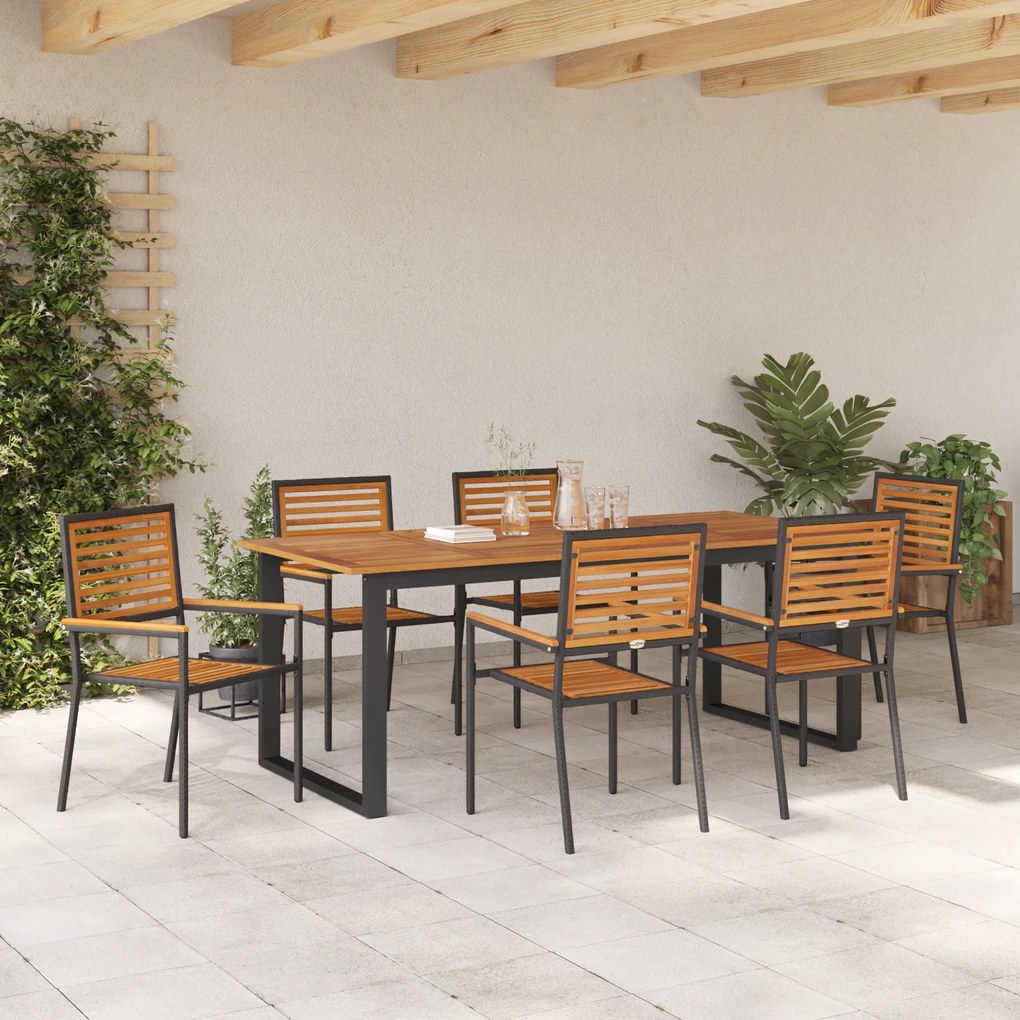 vidaXL Σετ Υπαίθριας Μαγειρικής 7 pcs Μαύρο 200 x 90 x 75 cm