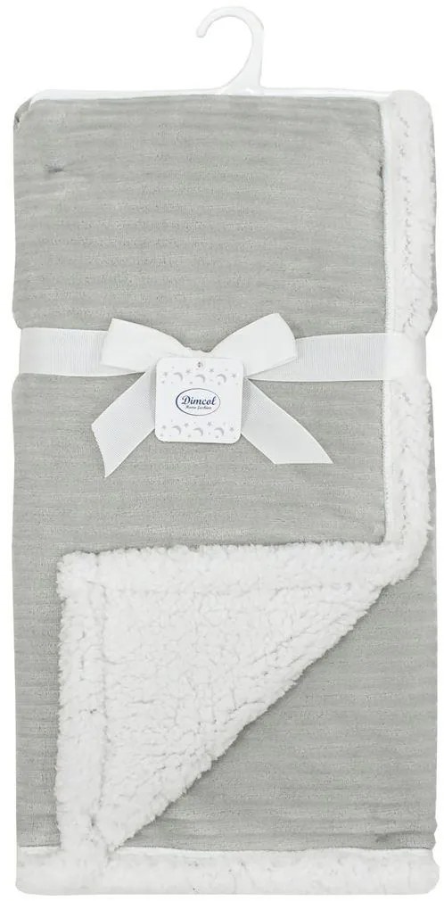 Κουβέρτα Flannel-Sherpa Αγκαλιάς-Λίκνου 75x100εκ. Ριγέ 10 Grey Dimcol