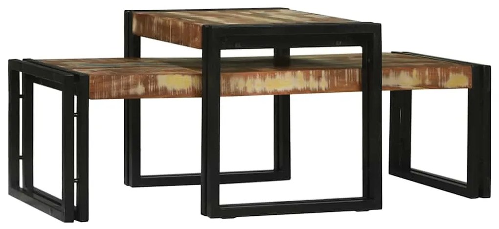 vidaXL Τραπεζάκι σαλονιού 2 pcs Πολύχρωμο Στερεό Ανακτηθέν Ξύλο