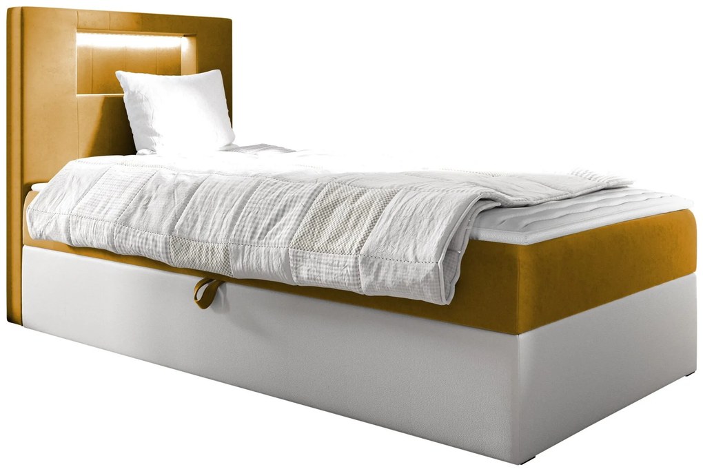 Επενδυμένο κρεβάτι Junior Gold I-Portokali-90 x 200-Aristera - 212.00Χ92.00Χ115.00cm