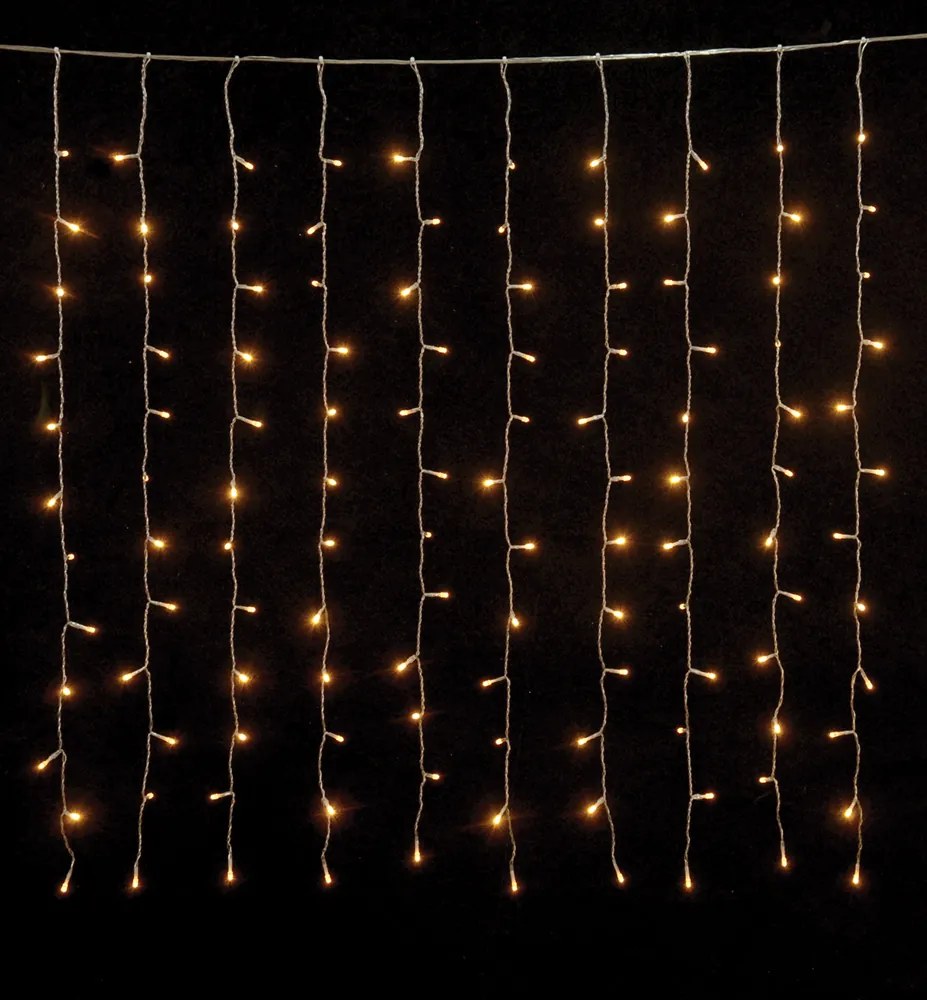 240Led Συμμετρική Κουρτίνα Με Επέκταση Πρόγραμμα Και Μετασχηματιστή 200 x 100(h)cm,Διάφανο Καλώδιο/Θερμό Λαμπάκι (Kelvin: 2.500 - 2.800)