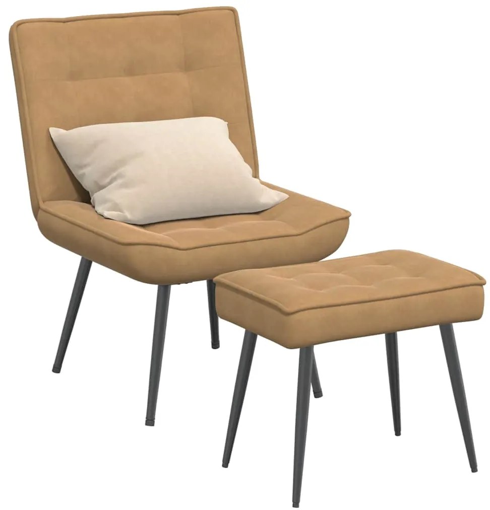 Πολυθρόνα Relax Καφέ Βελούδινη με Σκαμπό