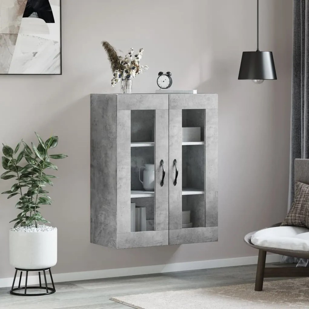 vidaXL Ντουλάπι Επιτοίχιο Γκρι Σκυροδεμ. 69,5x34x90 εκ. Επεξεργ. Ξύλο