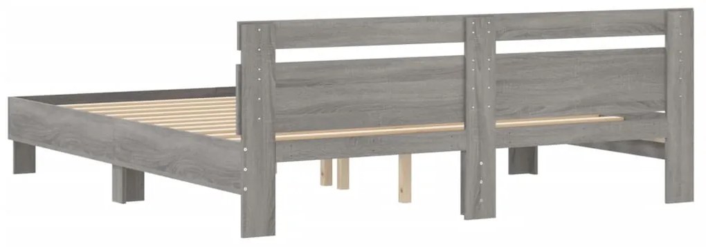 vidaXL Πλαίσιο Κρεβατιού με Κεφαλάρι Γκρι Sonoma 180x200εκ. Επεξ. Ξύλο