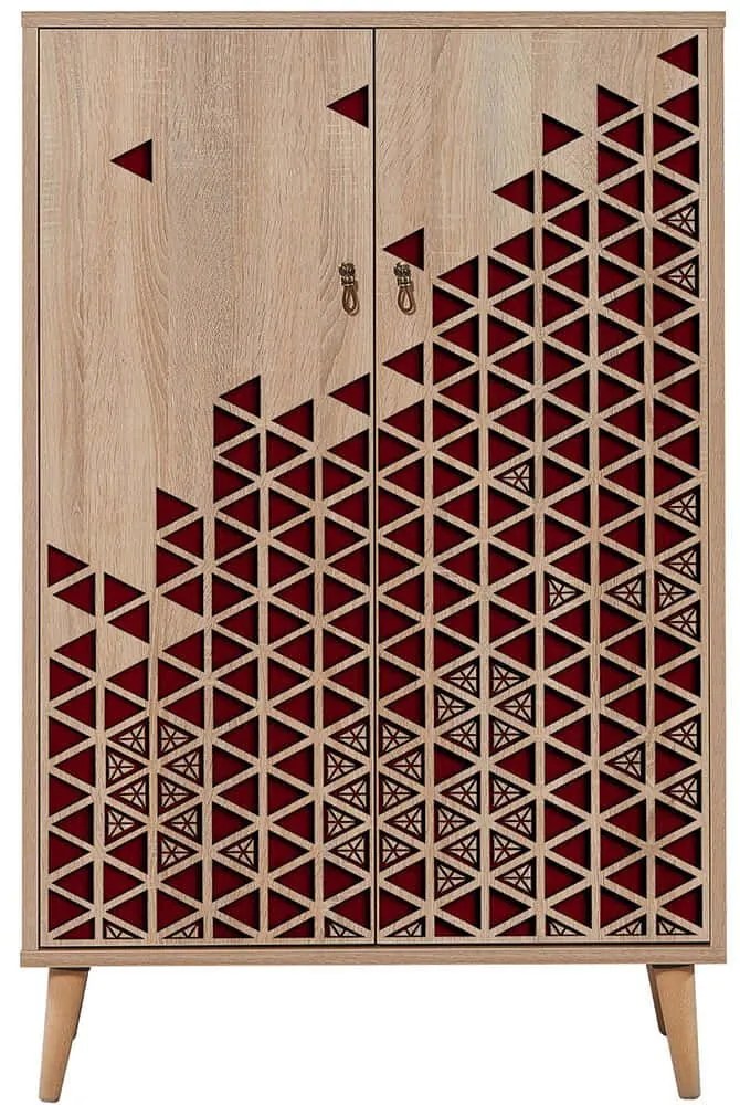 Παπουτσοθήκη - Ντουλάπι Multibox 869VEL3975 80x36x127cm Oak-Red Μοριοσανίδα,Ξύλο