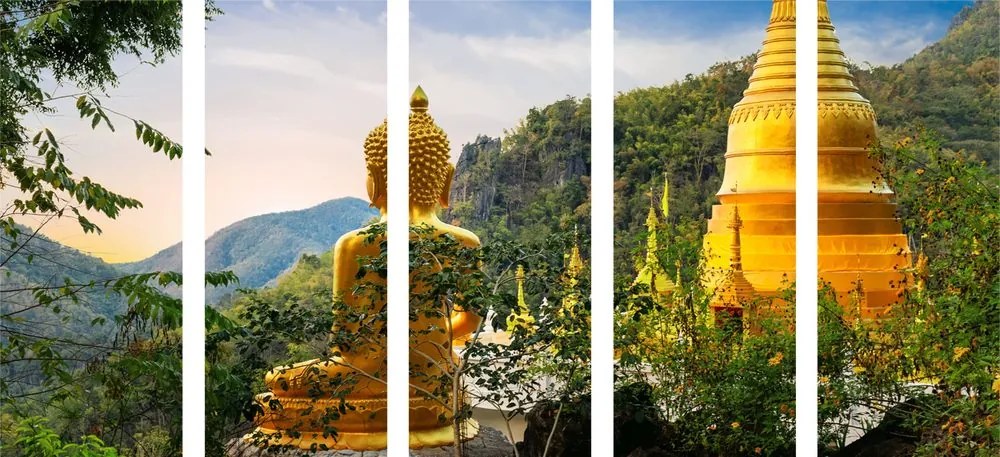 Άποψη εικόνας 5 μερών του χρυσού Βούδα