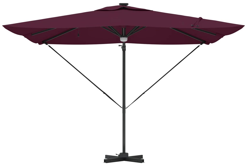 vidaXL Cantilever Roma Parasol με LEDs Μπορντό 286x285x270 εκ. Αλουμίνιο