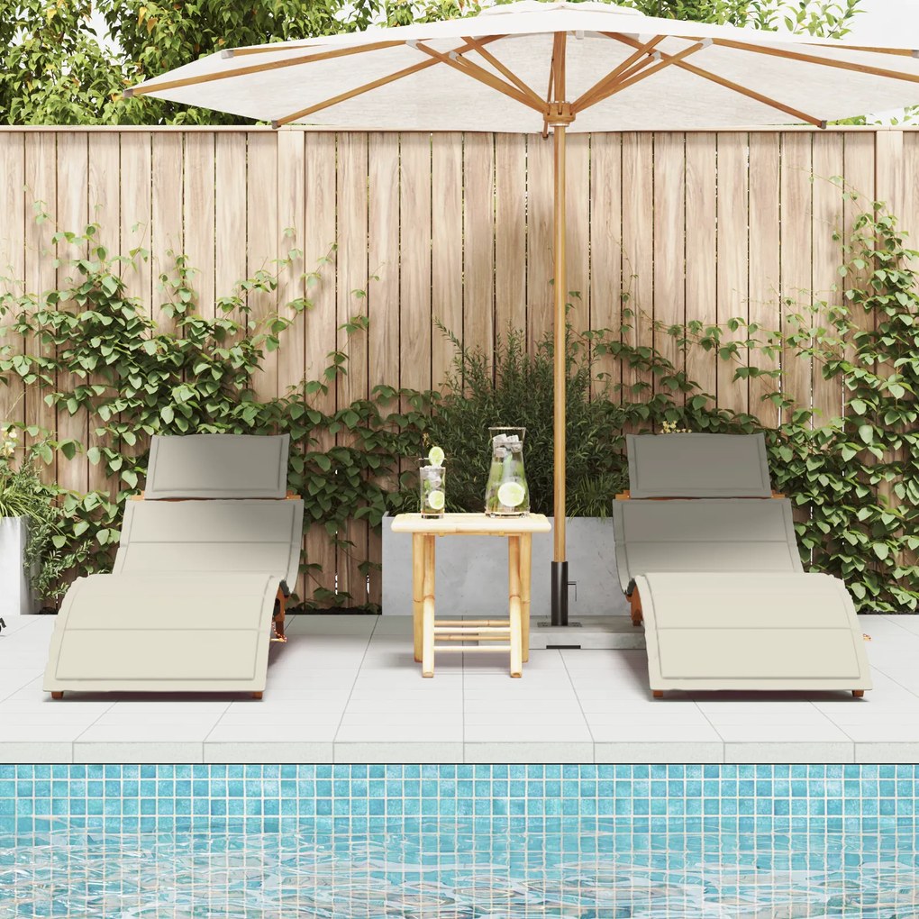 vidaXL Ξαπλώστρα 2 pcs Λευκό 184 x 55 x 64 εκ Μασίφ ξύλο ακακίας