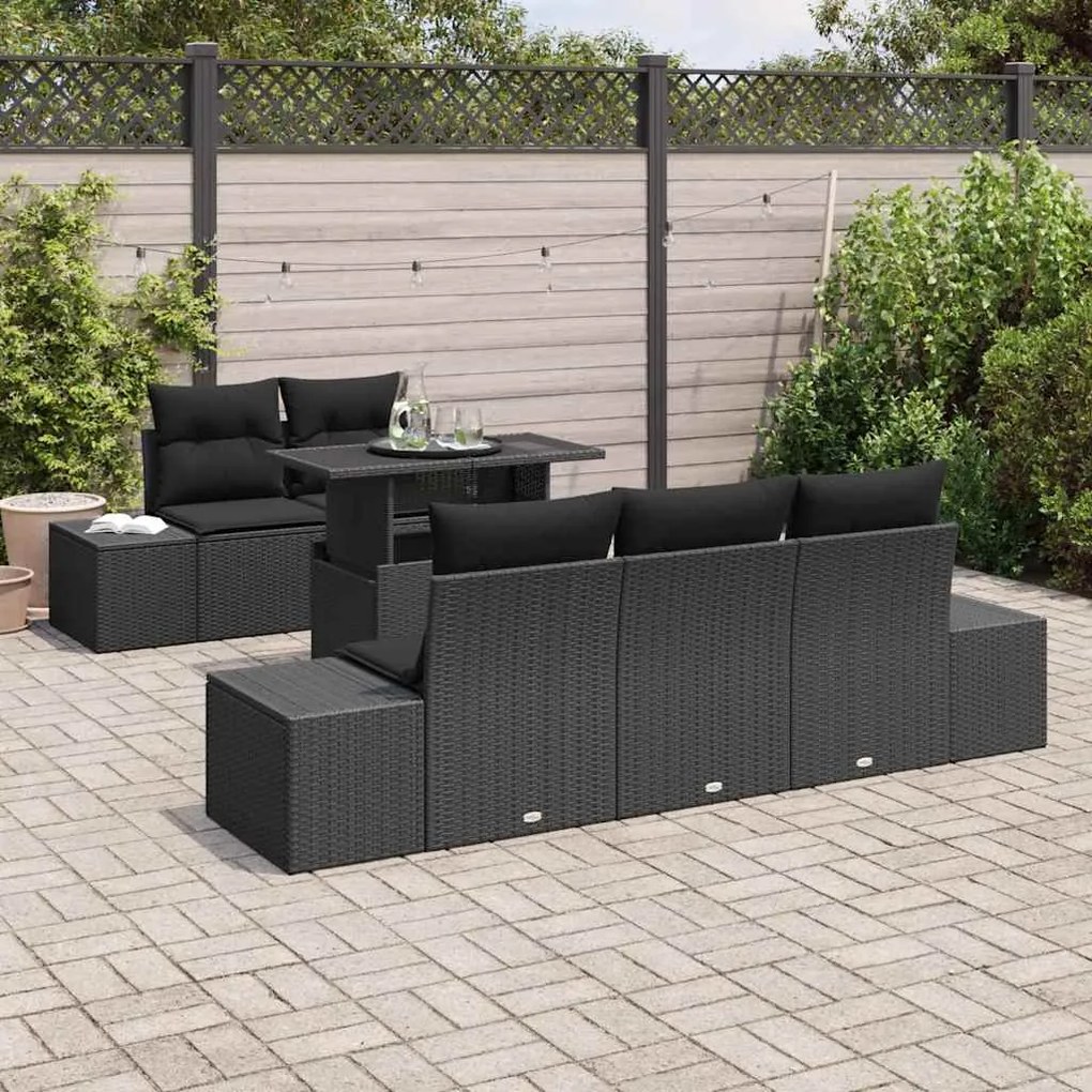 vidaXL Σετ Καναπέ Κήπου με μαξιλάρι 6 pcs Μαύρο 100 x 55 x 73 εκ