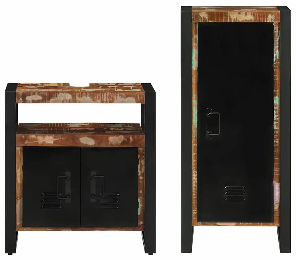 vidaXL Σετ Επίπλων Μπάνιου με συρτάρι 2 pcs Στερεό Ανακτηθέν Ξύλο