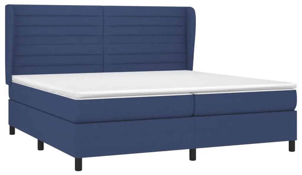 vidaXL Κρεβάτι Boxspring με Στρώμα Μπλε 200x200 εκ. Υφασμάτινο