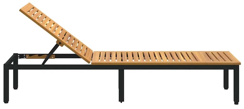 vidaXL Ξαπλώστρα 1-πρόσωπο Μαύρο 200 x 55 x 35 εκ. Μασίφ ξύλο ακακίας