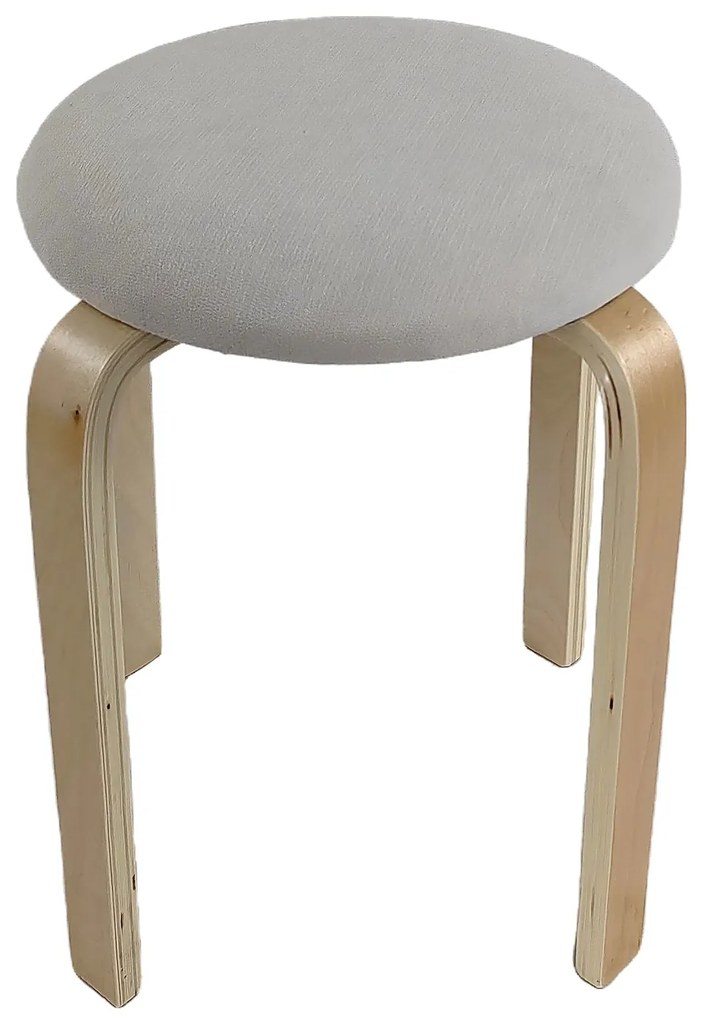 Σκαμπό ArteLibre MILOA Mπεζ/Φυσικό Ύφασμα/Ξύλο 42x42x45cm