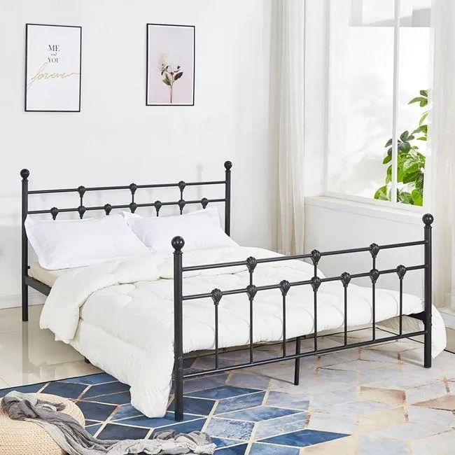 Κρεβάτι JACINDA Διπλό Μεταλλικό Μαύρο 150x200 εκ. 150x200x105 εκ.