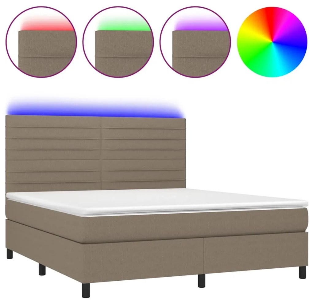 ΚΡΕΒΑΤΙ BOXSPRING ΜΕ ΣΤΡΩΜΑ &amp; LED TAUPE 160X200 ΕΚ. ΥΦΑΣΜΑΤΙΝΟ 3134969