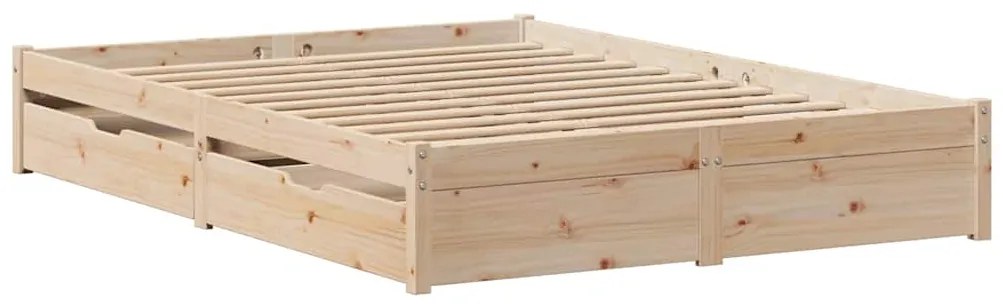 vidaXL Σκελετός Κρεβατιού Χωρίς Στρώμα 135x190 εκ Μασίφ Ξύλο Πεύκου