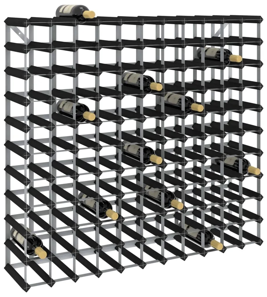 vidaXL Ραφιέρα/Σταντ Κρασιών για 120 Φιάλες Μαύρη Μασίφ Ξύλο Πεύκου