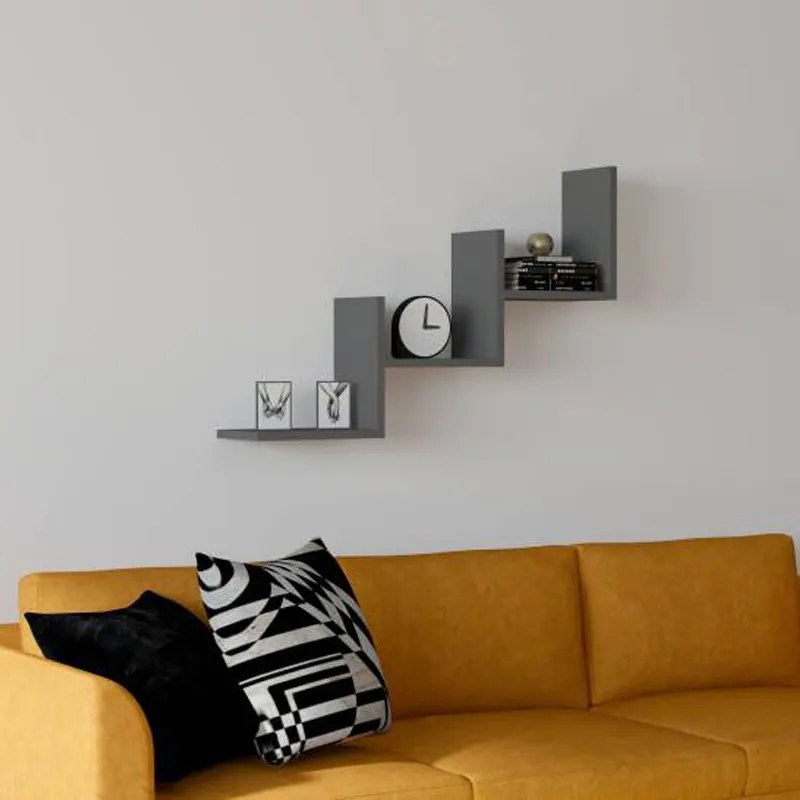 Ραφιέρα τοίχου Mauer pakoworld σε ανθρακί απόχρωση 90x19,6x60εκ (1 τεμάχια)