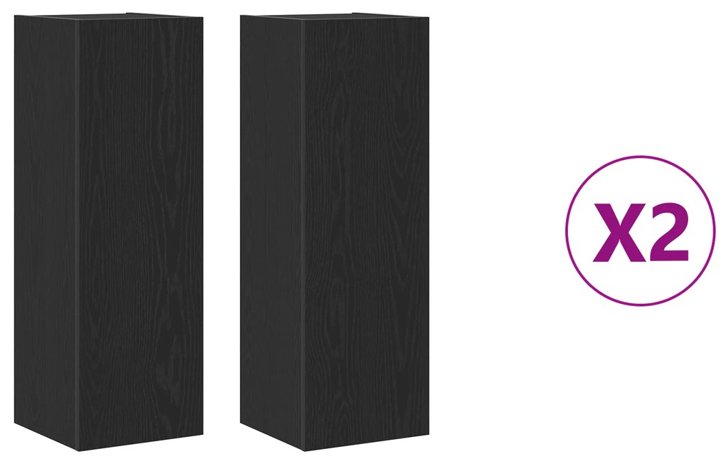 vidaXL Set 4 Τεμαχίων Καλυμμάτων Τηλεόρασης σε Μαύρο Δρυό - 30,5 x 30 x 90 εκ. - Φτιαγμένο από Ανθεκτικό Ξύλο