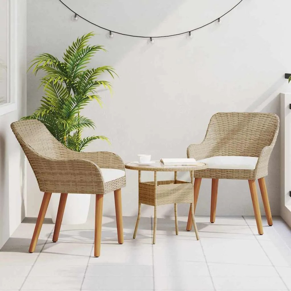 vidaXL Καρέκλα Κήπου 2 pcs Μπεζ 55 x 62.5 x 82 εκ. συνθετικό ρατάν