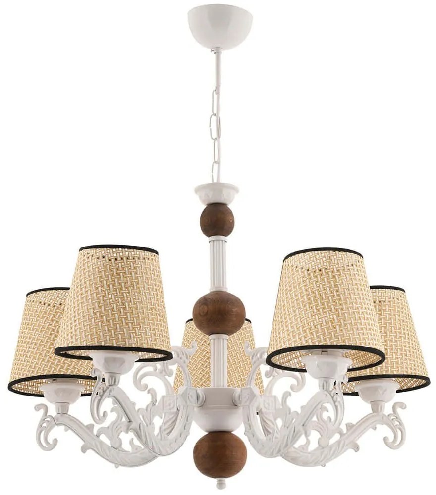 Φωτιστικό Οροφής Fiona Coral Wood 390FLH2300 55x65cm 5xE27 40W White-Cream Opviq