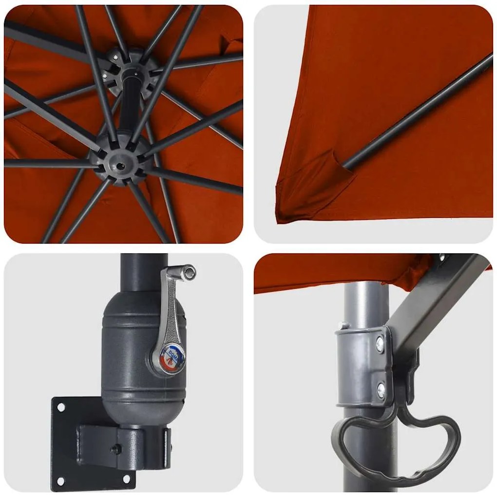 vidaXL Ομπρέλα Κήπου Τερακότα 248,5 x 247,5 x 160 εκ.