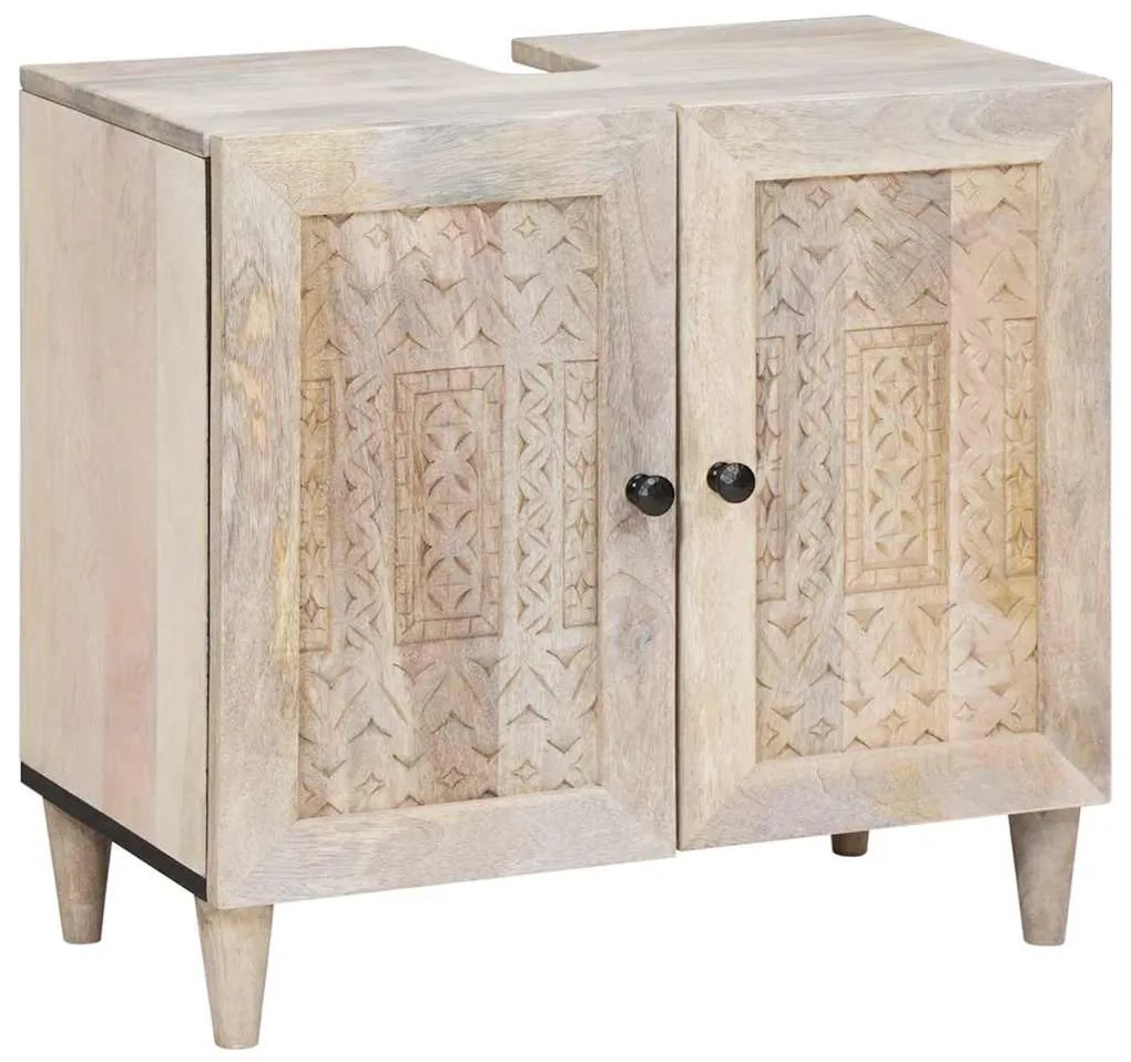 vidaXL Σετ Επίπλων Μπάνιου με συρτάρι 3 pcs Λευκό Μασίφ ξύλο μάνγκο