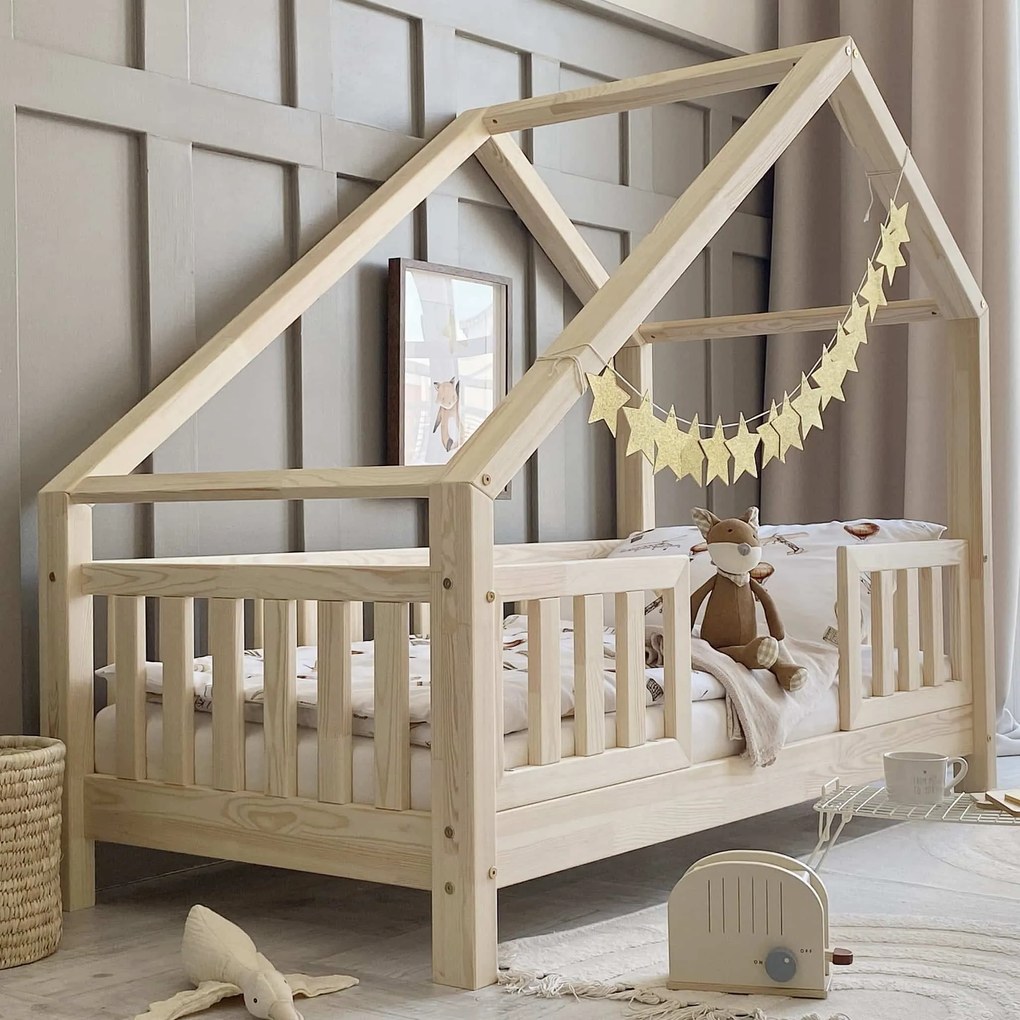 Κρεβάτι Παιδικό Montessori Coco Duo  με κάγκελα 30cm σε Φυσικό  Ξύλο  100×200cm  Luletto (Δώρο 10% έκπτωση στο Στρώμα)