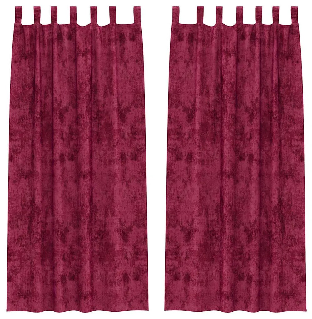 vidaXL Κουρτίνα με κουρτίνες 2 pcs Μπορντό 260 x 140 εκ. Βελούδο