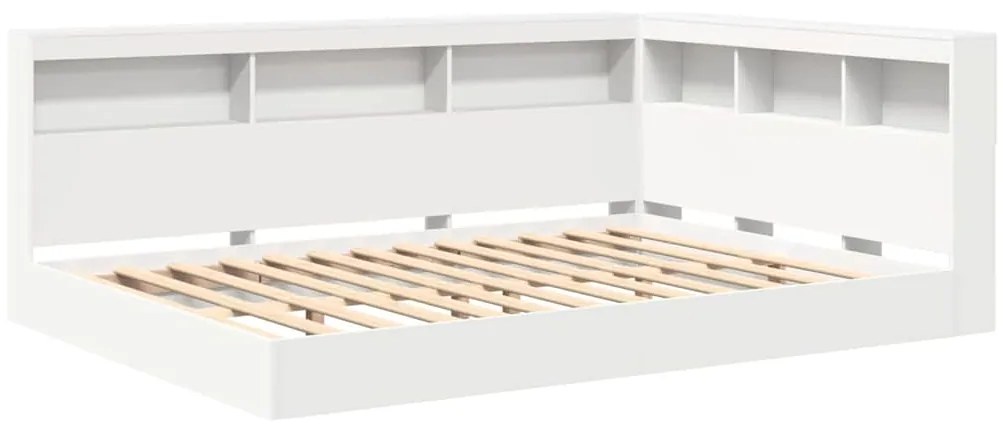 vidaXL Κρεβάτι Βιβλιοθήκης Λευκό 160 x 200 cm Επεξεργασμένο ξύλο