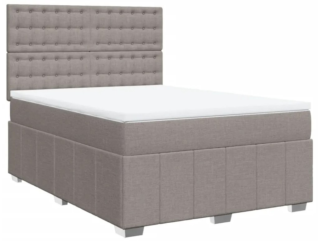 Κρεβάτι Boxspring με Στρώμα Taupe 140x190 εκ. Υφασμάτινο - Μπεζ-Γκρι