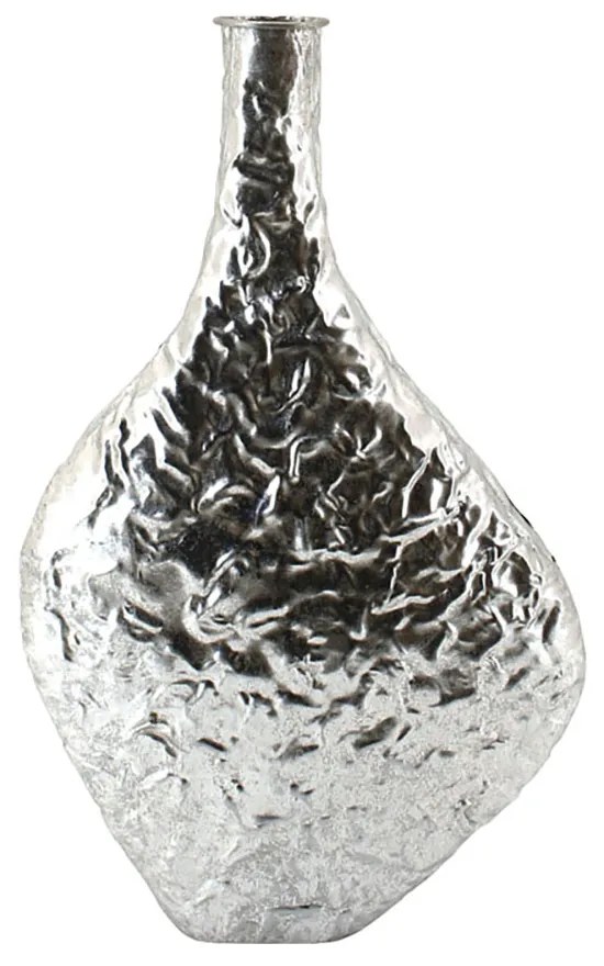 Βάζο Μεταλλικό Μπουκάλι Τσαλακωτό  Ασημί 30.5x11x49.5cm Marhome 22428