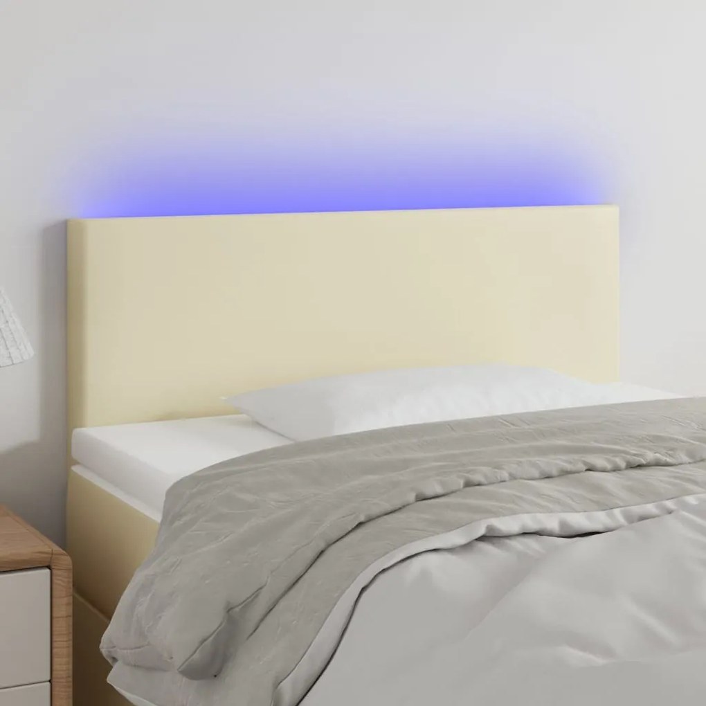 vidaXL Κεφαλάρι Κρεβατιού LED Κρεμ 80x5x78/88 εκ. από Συνθετικό Δέρμα