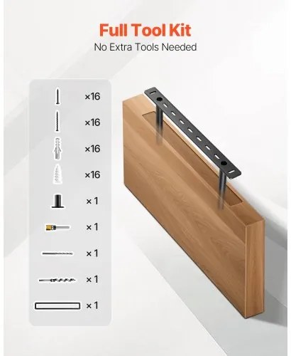 VEVOR 2 Pcs Shelf Brackets 16 inch / 406.4 mm Heavy Duty Floating Shelf Brackets