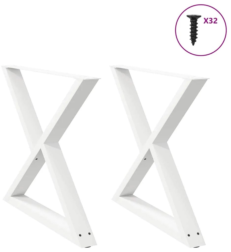 vidaXL Πόδια Τραπεζαρίας 2 τεμ. Λευκά 90x(72-73,3) εκ. Ατσάλι