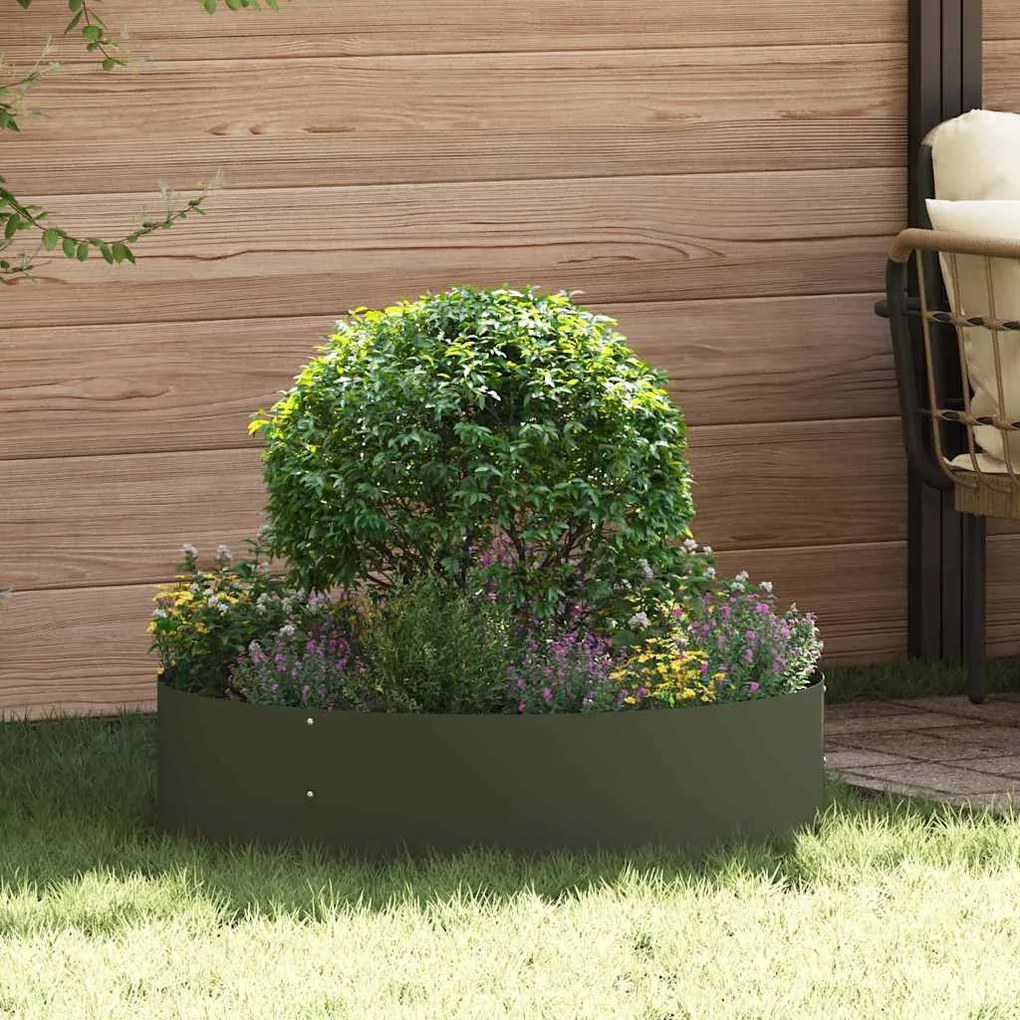 vidaXL Σετ Γλαστρών Κήπου 5 τμχ Ελαιώδες Χρώμα 80x80x20 εκ. Χάλυβας