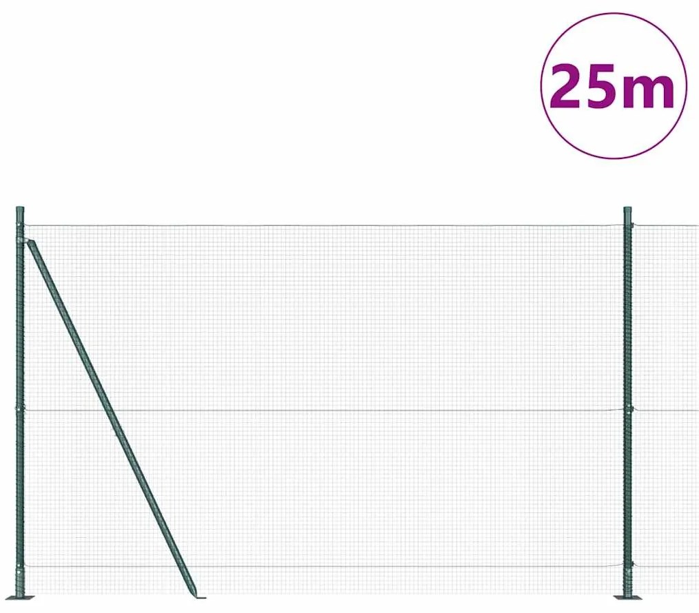 vidaXL Φράχτης με Στήλες. Πράσινο 1.6 x 25 m Ατσάλι