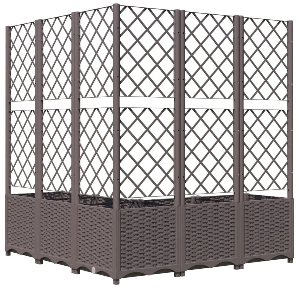 vidaXL Ζαρντινιέρα Κήπου με Καφασωτό Καφέ 120 x 120 x 136 εκ. από PP